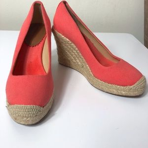 J. Crew Seville Espadrille Wedges in Coral